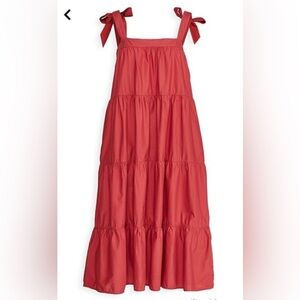 Nation LTD Amelia Tie Tiered Boho Maxi Pima Cotton Dress Flowy Size Medium